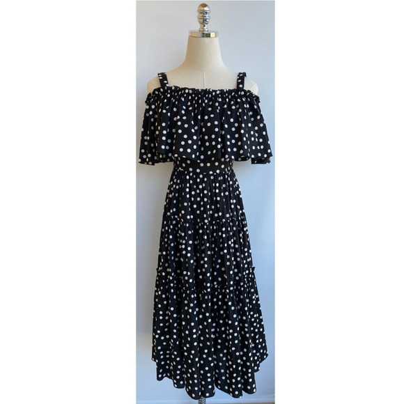 Dolce & Gabbana Runway Off-Shoulder Ruffled Polka Dot Dress IT 36, US 0 w/COA - Picture 5 of 14